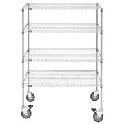Mobile 4-Shelf Silver Wire Shelving Unit - 48" L x 24" W x 69" H by HUBERT – Alloy Steel, Silver, Model 93819+71360