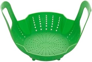 Farberware Silicone Steamer Basket with Interlocking Handles – Heat-Resistant 450F Food Safe Silicone Steamer Insert – High Walls Keep Food Above Water – Rolls Up for Compact Storage – Dishwasher Safe