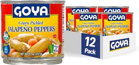 Goya Foods Green Pickled Jalapeno Peppers, Whole, 11 Ounce (Pack of 12)