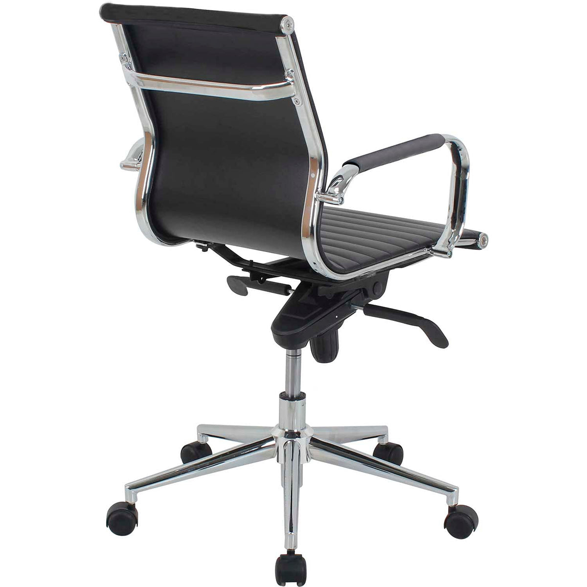 Bonded Leather Conference Chair by Global Industrial – Aluminum, Black, Model 9250M-ANT