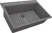 Ruvati 33 x 22 inch epiGranite Drop-in Topmount Granite Composite Quartz Single Bowl Kitchen Sink - Urban Gray - RVG1080UG