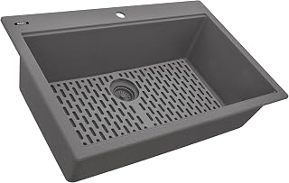 Ruvati 33 x 22 inch epiGranite Drop-in Topmount Granite Composite Quartz Single Bowl Kitchen Sink - Urban Gray - RVG1080UG