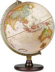 Piedmont 12" Diameter Globe, USA Cartography with Raised Mountain Relief and Solid Woodl Base and Riser.The successful blend of an antique-ocean 12” globe ball, attractive mahogany stained finish and painted die-cast semi-meridian make this a perfect globe for any setting.