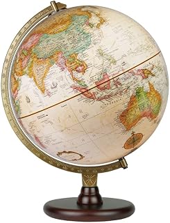 Piedmont 12" Diameter Globe, USA Cartography with Raised Mountain Relief and Solid Woodl Base and Riser.The successful blend of an antique-ocean 12” globe ball, attractive mahogany stained finish and painted die-cast semi-meridian make this a perfect globe for any setting.