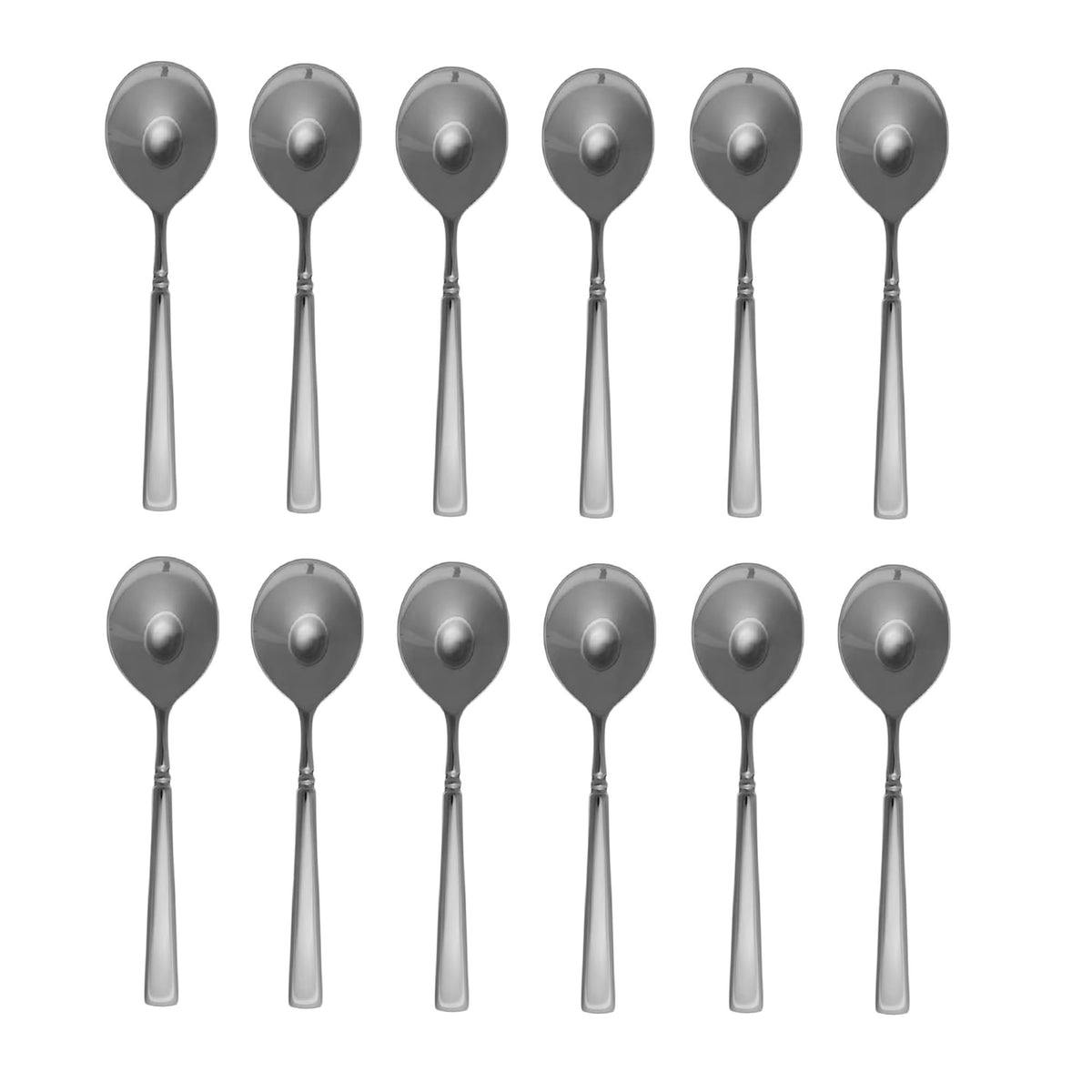 Easton 18/10 Stainless Steel Round Bowl Soup Spoon (Set of Twelve) by Oneida – 7.0000, Stainless Steel, Silver, Pack of 12, Model 897439