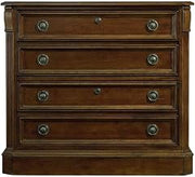 Cherry Veneer Lateral File Cabinet with Distressed-Finish Wood Frame, 2-Drawer Traditional Filing Cabinet for Home Office, Brown