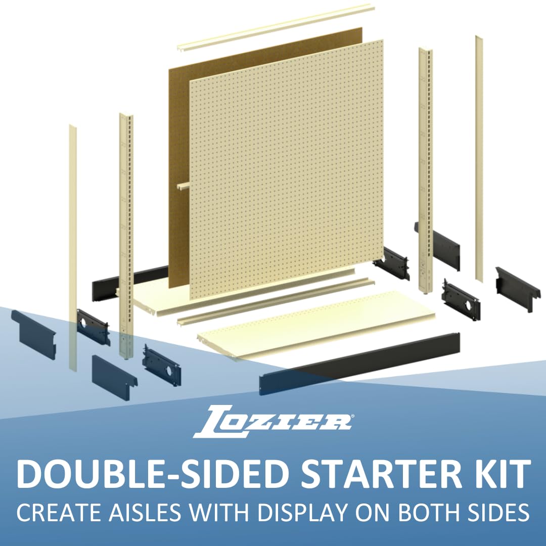 Double Sided Gondola Shelving Starter Kit 48x54x35 PLT Platinum by Lozier – 54" H, Alloy Steel, Platinum, Model KP1034.39W
