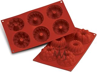 Silikomart Professional SF061 Silicone Baking Mold Fantasy Bundt Mini Kugelhopf 3.38 Oz Volume, 2.95" Diameter x 1.57" High, 6 Cavities (1 Each)