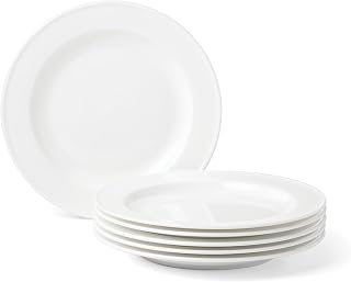 Lenox Studio 1414 Rimmed Accent Plates Set For 6 | Ceramic Plates | Bone China | Microwave Safe | Dishwasher Safe | White | Small Plates | Appetizer Plate | Dishes | Dish Set