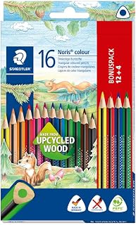 STAEDTLER 187 C12P1 Noris Colour Colouring Pencils (Increased Break-Resistance, Triangular Shape, Attractive Design, Ergonomic Soft Surface, Wopex Material, Set of 16 Brilliant Pens in Cardboard Case)