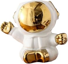 Desktop Decoration Porcelain Cosmonaut Figurine Multipurpose Decorative Figure Spaceman Statue for Bookshelf Fireplace Modern, 11x15cm