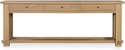 Morey Console Table, Solid Oak, Three Drawers, Tray Shelf Detailing, Natural