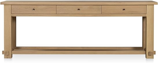Morey Console Table, Solid Oak, Three Drawers, Tray Shelf Detailing, Natural