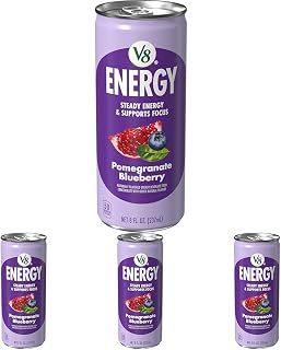 V8 Energy Pomegranate Blueberry Energy Drink, 8 fl oz Can (Pack of 4)