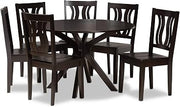 MARE Modern and Contemporary Transitional Dark Brown Finished Wood 7-PIECE Dining Set