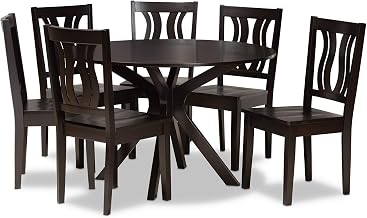 MARE Modern and Contemporary Transitional Dark Brown Finished Wood 7-PIECE Dining Set