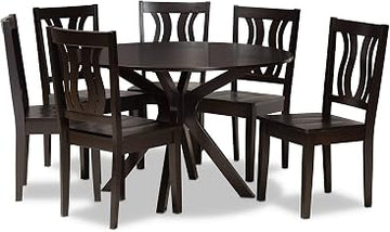 MARE Modern and Contemporary Transitional Dark Brown Finished Wood 7-PIECE Dining Set