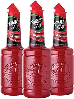 Finest Call Premium Strawberry Puree Drink Mix, 1 Liter Bottle, 3 Pack | Light, Refreshing, Vibrant Flavor | Cocktails & Mocktails, Premium Ingredients, Consistent Quality, Easy Pour Spout
