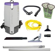 ProTeam Super Coach Pro 10 Commercial Backpack Vacuum with ProLevel HEPA Media Filtration and ProBlade Carpet Tool Kit, 10 Quart, Corded, 107536