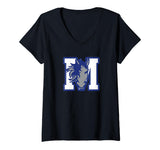 Women's Curtis-Tufts M Mustang V-Neck T-Shirt by Curtis-Tufts High School, Medford, MA 02155 – Black, Model C2H5CJ4EPT7