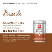 illy Brasile Single Origin Bold Roast / 8.8 Ounce (Pack of 6) / Silver Roasted Coffee Beans