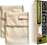 CoffeeSock ’The Original’ Reusable 100% Organic Cotton TeaSock - 2 pack Reusable Zero-Waste Tea Filters | Coffee Sock Cloth Tea Filter | Zero-Waste & Eco-Friendly