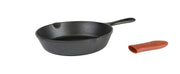 Cast Iron Skillet with Red Mini Silicone Hot Handle Holder by Lodge – 8 Inch, Cast Iron, Black, Pack of 2