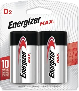 Energizer E95BP2 MAX Alkaline Batteries, D, 2 Batteries/Pack