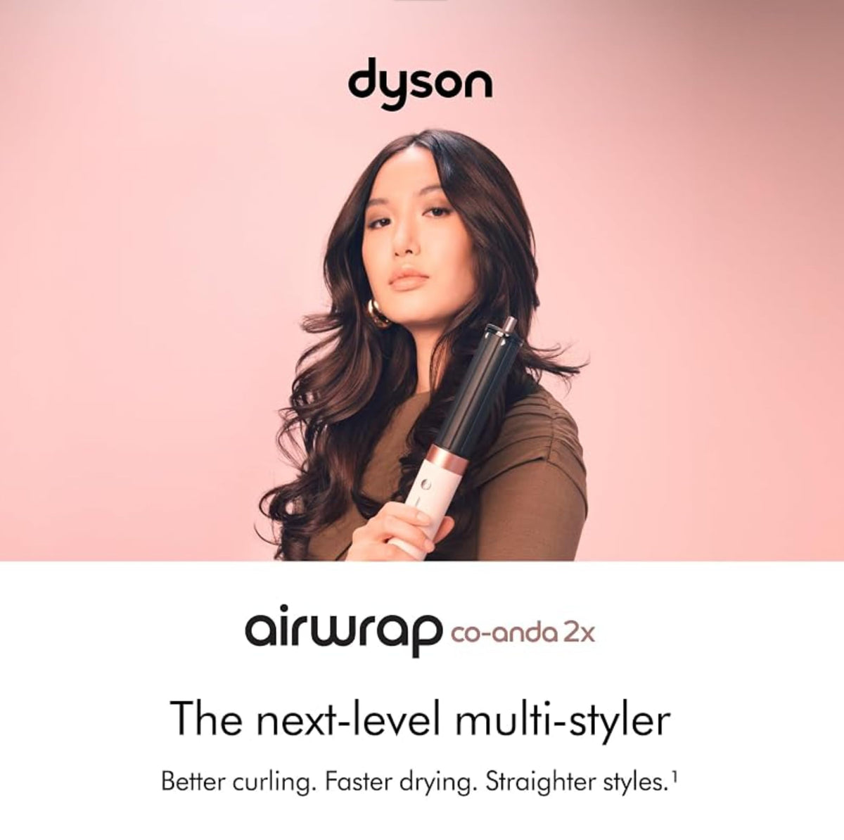 Airwrap Co-anda2x Multi-Styler and Dryer Straight+Wavy in Ceramic Pink by Dyson – Ceramic, Complete Long for Straight to Wavy Hair - Ceramic Pink, Model 587990-01