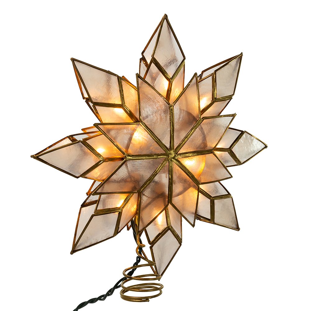 Kurt S. Adler Capiz Star Tree Topper, 10 Clear Lights, 9 Inch