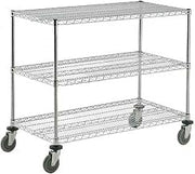 Nexel Adjustable Chrome Wire Shelf Cart, 3 Shelves, 800 Lb. Capacity, 72" L x 18" W x 40" H