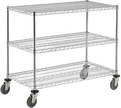 Nexel Adjustable Chrome Wire Shelf Cart, 3 Shelves, 800 Lb. Capacity, 60" L x 24" W x 40" H