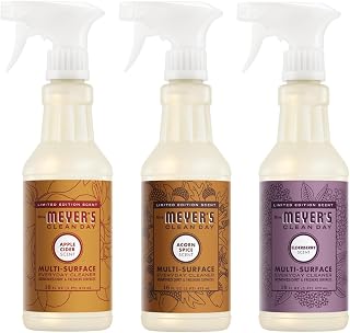Mrs. MEYER'S Fall Scent Multi-Surface Cleaner, Elderberry, Apple Cider, Acorn Spice, 16 FL OZ each, 3 CT (Variety Pack)