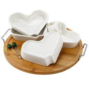 ZEAYEA Ceramic Divided Serving Tray with Picks, 11 Inch, White