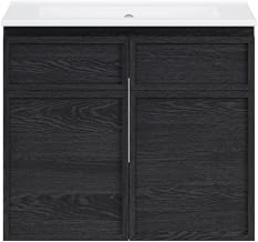 Swiss Madison St. Tropez 24" Wall-Mounted Bathroom Vanity in Black Oak with Sink Top