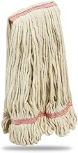 Libman Commercial 972 Medium Looped-End Wet Mop, Recycled Cotton Blend, 18 oz., White with Red Bands (Pack of 6)
