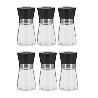 Spice Mill Display with Ceramic Grinder Glass/Ceramic/Plastic Transparent/Black/Silver by Westmark – 6 Stück, 190 milliliters, Glass, stainless steel, ABS, PE, PP, PS, ceramic
