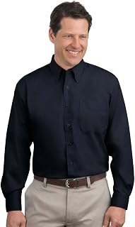 Men's Port Authority Long Sleeve Classic Navy/Light Stone