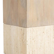 Light Brown Mango Wood Dining Table with Travertine Surface by Starlight Canyon Home – Solid Wood, Brown