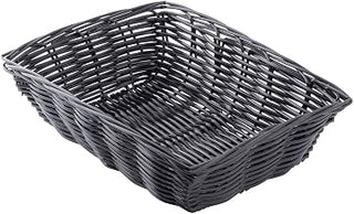 TableCraft 2472 Black 9" x 6" Rectangular Woven Plastic Basket - Dozen