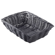 Black 9" x 6" Rectangular Woven Plastic Basket - Dozen by Tablecraft – 9" x 6", Polypropylene, Black, Pack of 12, Model 2472