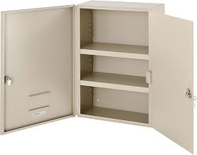 Global Industrial Medium Narcotics Cabinet, Double Door/Double Lock, Beige