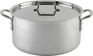 WINCO Tri-Ply Stock Pot, 20-quart, Silver | Dishwasher safe, Heating, Triple-riveted handles, Dripless pouring, Induction compatible, Great for Stocks, Soups and Pasta