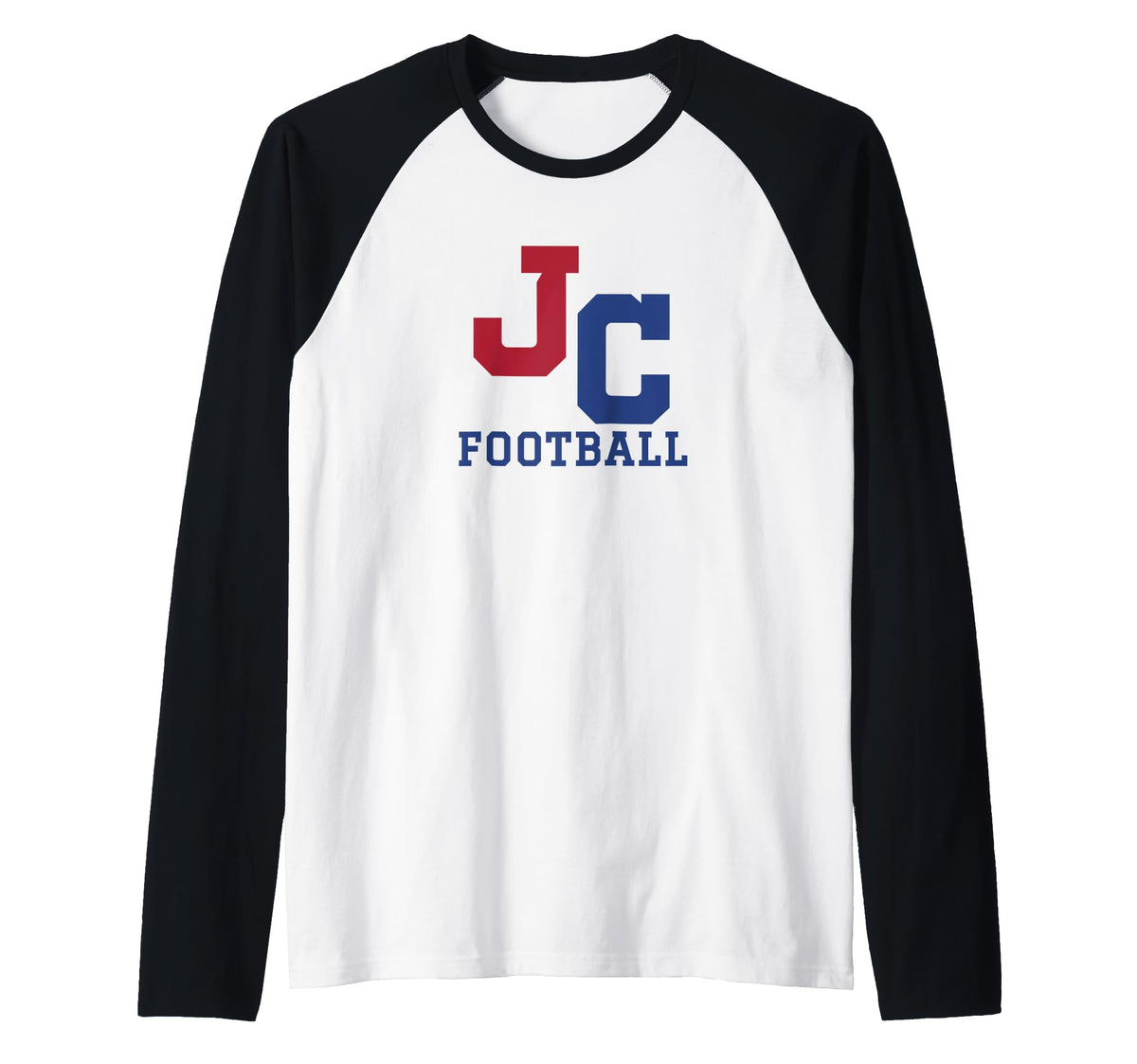 John Curtis Christian School Logo Football Raglan Baseball Tee by John Curtis, River Ridge, LA 70123 – Black, Model CX5KPERXTZ9