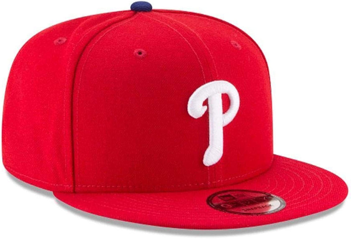 MLB 9FIFTY Adjustable Snapback Hat Cap One Size Fits All (Philadelphia Phillies) by New Era – Polyester, Red, Model New Era
