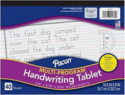 Pacon Long Ruled Handwriting Tablet, 8" x 10.5", 40 Sheets/Each, 24 Tablets | Multi-Program, D'Nealian Grade K, Zaner-Bloser Grade 1, 5/8" Ruling, 5/16" Dotted Midline, 5/16" Descender Space, PAC2480