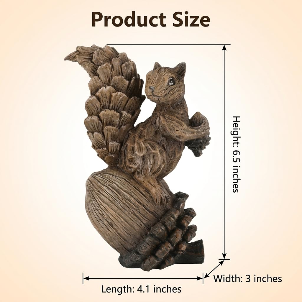 iStatue Resin Squirrel Figurine, 6.5 Inch Medium, Brown