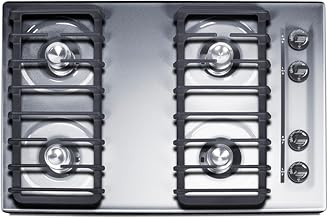Summit Appliance Summit 30" Gas Cooktop, 4 Burners, Battery Start, Stainless Steel - ZNL05IP