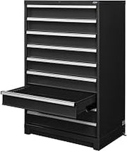 Global Industrial Modular 9 Drawer Cabinet with Lock, w/o Dividers, 36" Wx24 Dx57 H, Black