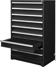 Global Industrial Modular 9 Drawer Cabinet with Lock, w/o Dividers, 36" Wx24 Dx57 H, Black